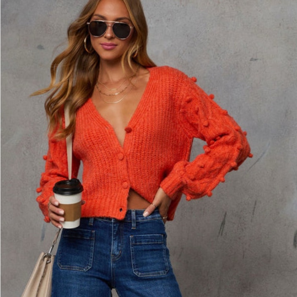 Vici Vibrant Orange V-Neck Sweater